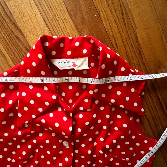Red, white polka dot blouse - Picture 6 of 9